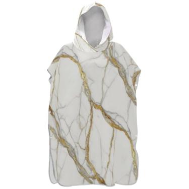 Imagem de Joisal Roupão reutilizável para troca de poncho de surfe para adultos, toalha de natação com capuz, bonito, branco, cinza, mármore, minimalista, masculino e feminino, poncho com capuz