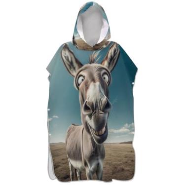 Imagem de Joisal Poncho de surfe para adultos trocador de roupas de banho de praia com capuz plus size ponchos femininos com capuz burro engraçado