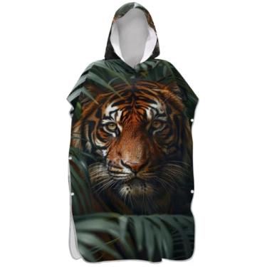 Imagem de Joisal Poncho de surfe trocador de roupão adulto praia com capuz toalha de banho plus size animal tigre unissex adulto poncho com capuz