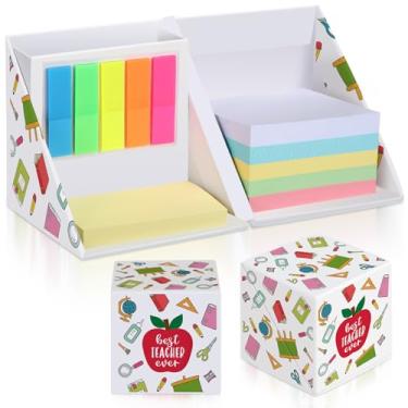 Imagem de Eaasty Conjunto organizador de notas adesivas com 3 peças de presentes de agradecimento de professores, caixa de bloco de notas adesivas para mesa, material de escritório, escola, dia dos professores