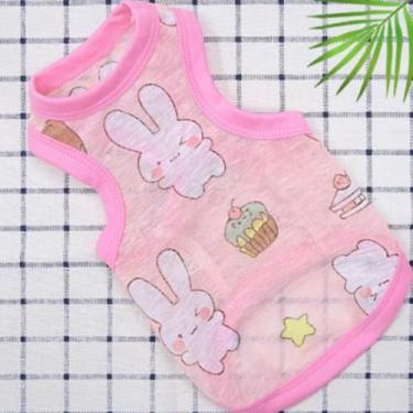 Imagem de Roupa Leve de Verão Estampada para Pet – Pijama Fresquinho e Confortável para Cães(Rosa Coelho,PP)