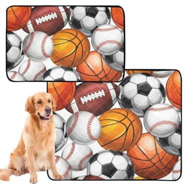 Imagem de Bolas esportivas de desenho animado, bolas de basquete, reutilizáveis, almofadas laváveis para xixi para cães, tapete impermeável para gaiolas absorventes para cães, almofadas de treinamento para