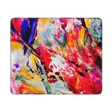 Imagem de Tapete de rato vermelho com pintura a óleo para mesa, tapete de rato colorido de arte elegante para adultos mulheres homens meninos meninas mesa, 30,5 x 25,5 cm, base de borracha antiderrapante à