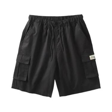 Imagem de Bermuda Cargo Masculina De Verão Tamanho Grande, Ajuste Solto, Algodão