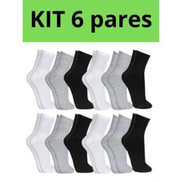 Imagem de Kit com 12 Pares de Meias Cano Alto  Algodão  Unissex  Tamanho único 3