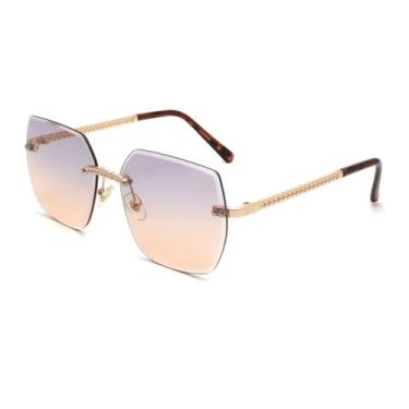 Imagem de HPIRME Óculos femininos sem armação com lentes degradê e proteção UV400 (cinza-laranja)