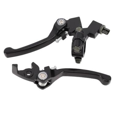 Imagem de Asixxsix Manete de freio e embreagem, manete de freio de alumínio dobrável com 2 alavancas de ajustáveis, de embreagem com cilindro mestre para motos de trilha
