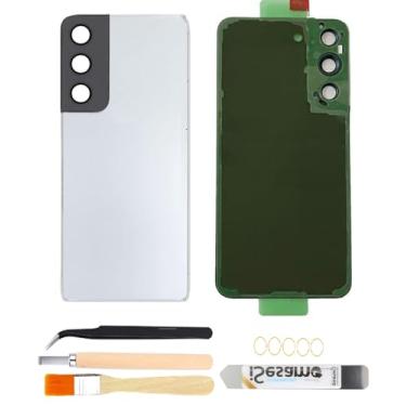 Imagem de Yuntunele Substituição da capa traseira traseira para Galaxy S22 com lente de câmera pré-instalada + ferramentas + pré-adesivo para Samsung Galaxy S22 SM-S901 todas as operadoras (cinza)