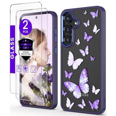 Imagem de DagoRoo Capa para S26 + protetor de tela de vidro temperado, proteção de grau militar, TPU macio e fino + PC rígido, capa com estampa de flores cristalinas para meninas e mulheres para S26