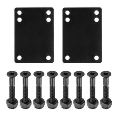 Imagem de Conjunto de parafusos de almofadas de elevação de skate, pacote com 2 almofadas de borracha de 3 mm com 8 peças de parafusos de montagem, porcas, kit de reparo de hardware para Cruiser, preto