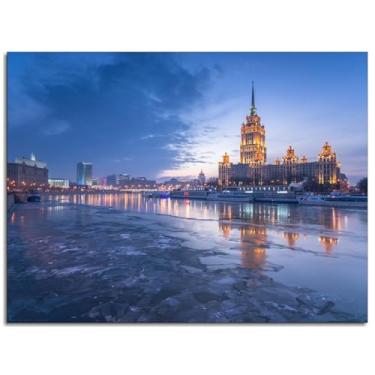 Imagem de Impressão em tela de paisagem urbana pôster de água noturna arte de parede para casa 1 peça decorações não ramificadas 81 cm x 61 cm