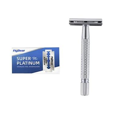 Imagem de Aparelho De Barbear Manual Masculino Em Aço Inoxidável Com 10 Lâminas,