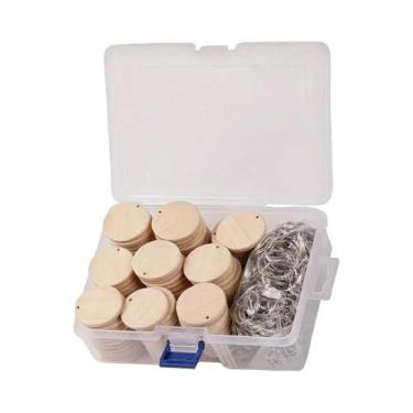 Imagem de 150 Peças De Discos De Madeira Redondos Para Chaveiro, Etiquetas De Ma