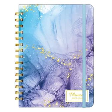 Imagem de Planejador acadêmico 2023-2024, planejador semanal e mensal A5 com abas, planejador diário espiral 2023-2024, planejadores e organizadores de agenda, agenda de capa dura com abas de julho de 2023 a junho de 2024 (mármore azul)