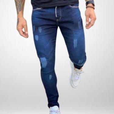 Imagem de Calça Jeans Masculina Azul Escuro Original Slim Elastano-Masculino