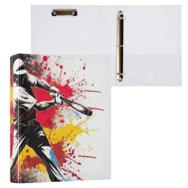 Imagem de ATTX Fichário com 3 anéis para jogador de beisebol, 3 cm para papel tamanho carta, 21,6 cm x 28 cm, fichário com três argolas com prancheta para material de escritório #174