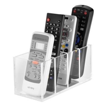 Imagem de Porta Controles Acrílico Transparente Com 4 Divisórias Organizador de Mesa Elegante