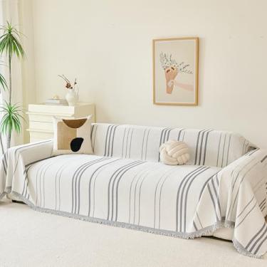 Imagem de VANJOROY Capa de sofá para sofá secional de 2 3 almofadas em forma de L – capa de sofá lavável 100% orgânica para cães de estimação, capa protetora de sofá macia com borla, 180 cm x 299 cm