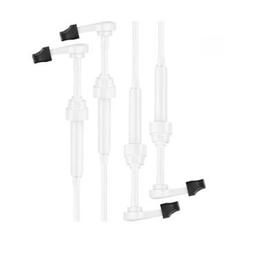 Imagem de Pacote com 4 bombas de xarope de café para garrafas de 750 ml - Ajuste universal para garrafas de vidro Monin | Dispensador de precisão sem obstrução com 6 tampas de ponta - Perfeito para cafeteria