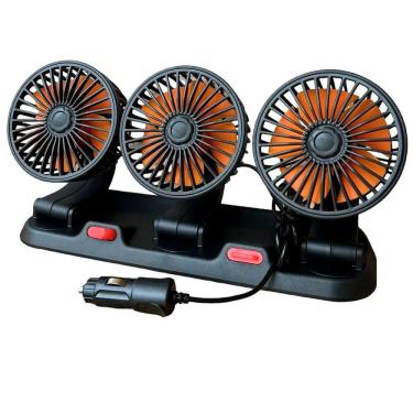 Imagem de Ventilador Triplo Carro Auotmotivo Van Kombi Silencioso 2 Velocidades Calor Verao Sol Dias Quentes Automovel