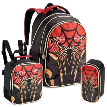Imagem de KIT MOCHILA ESTOJO LANCHEIRA ESCOLAR SPIDER ARANHA-Unissex
