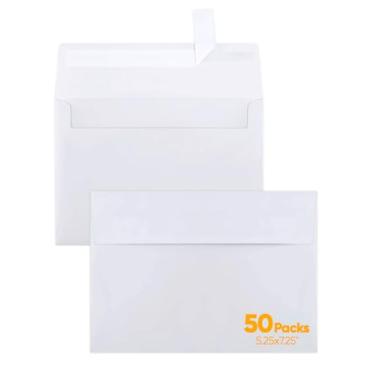 Imagem de 50 pacotes de envelopes 12 x 17 cm, envelopes brancos para convites, ótimos para formatura, impressão, cartão postal, autoselo para casamentos
