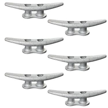 Imagem de Laorde Chuteiras de doca de ferro fundido 10 cm Pequenas Chuteiras de barco galvanizadas de grau marítimo para atracação, cais, canoa, decoração marítima náutica, amarração (pacote com 6)