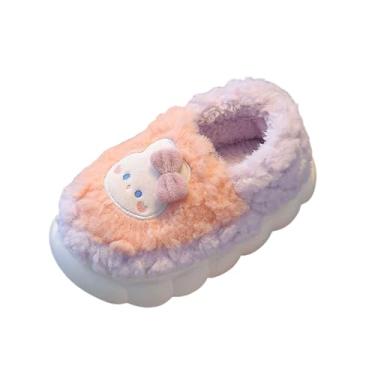 Imagem de Pantufas femininas versáteis e fofas com laço e sola grossa, modernas, para outono e inverno, sem salto, Laranja, 36
