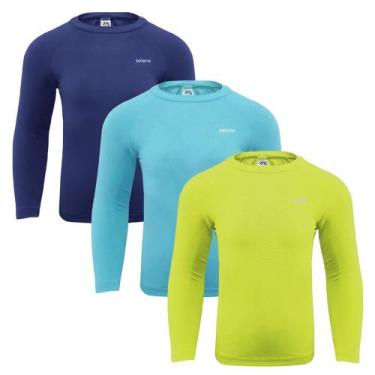 Imagem de Kit 3 Camisas Térmicas Selene Proteção UV50+ Juvenil, Azul, Marinho, 1