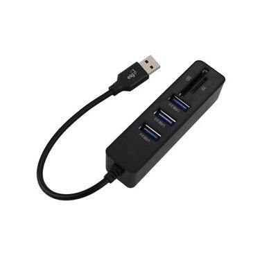 Imagem de Adaptador Hub USB-A 2.0, 5 em 1 com Leitor SD/TF, Transferência 480Mbps, Preto, HUB51SD-V2, ELG