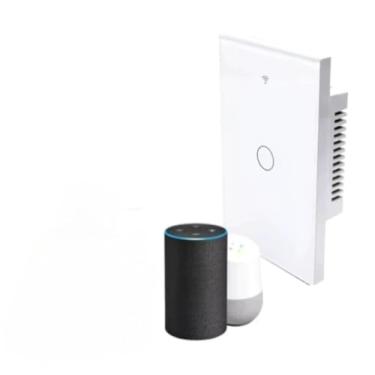 Imagem de Interruptor Inteligente de Toque WiFi Sem Fio - Sem Neutro, Controle Remoto e de Voz, Opções 1/2/3/4 Canais, para Residência e Escritório (QBKG-1,Preto)