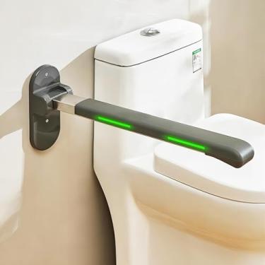 Imagem de Barras antiderrapantes dobráveis para deficientes, trilho de segurança montado na parede, trilhos de segurança para vaso sanitário com indicadores, barra de apoio de vaso sanitário para idosos