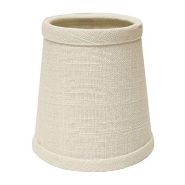 Imagem de pcagfaajmh Elegante conjunto de abajur de linho branco para ambiente aconchegante, luminárias de mesa, 7,6 cm de cima x 10 cm de altura x 10 cm de altura