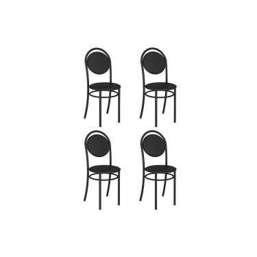 Imagem de Cadeira de Cozinha 190 Aço Kit 4 Uni Preto/Courano Preto - Carraro