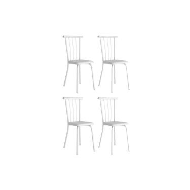 Imagem de Kit 4 Cadeiras de Cozinha 154 Aço 4 Uni Branco/Courano Branco - Carraro
