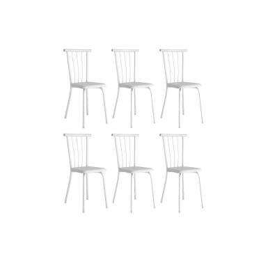 Imagem de Cadeira Sala de Jantar 154 Aço Kit 6 Uni Branco/Corano Branco - Carraro