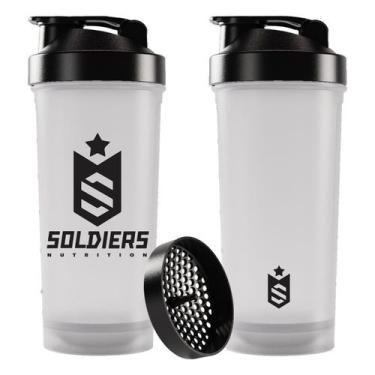 Imagem de Coqueteleira Slim 600ml Transparente Preto Soldiers Nutrition
