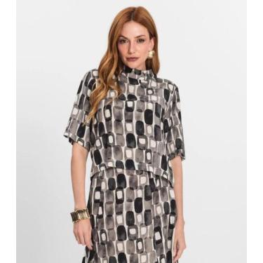 Imagem de Blusa Feminina Estampada Gola Alta Endless Preto, P, Preto