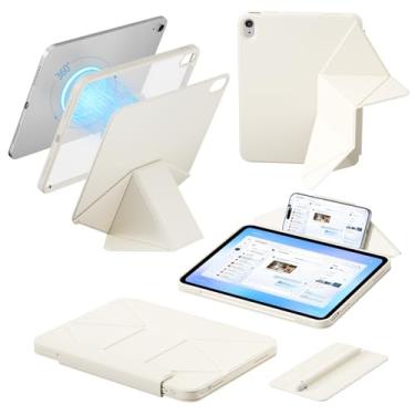 Imagem de KVTVOU Capa para iPad (A16) 11ª geração 2025 11 polegadas, para iPad 10ª geração 2022 10,9 polegadas, capa traseira magnética removível transparente e suporte de lápis, vários ângulos, hibernar