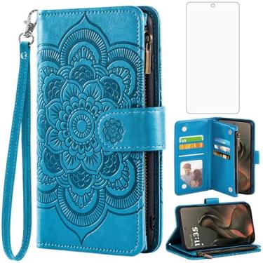 Imagem de Asuwish Capa de telefone para Motorola Moto Edge 5G 2025/Edge 60 Fusion 5G Capa carteira com protetor de tela de vidro temperado e porta-cartão de crédito flip flor com suporte celular Moto Edge2025