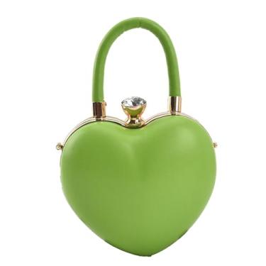 Imagem de Bolsa de mão em forma de coração para noite bolsa de casamento PU bolsa tiracolo feminina bolsa de ombro luxuosa, Azul, 17X16X6cm