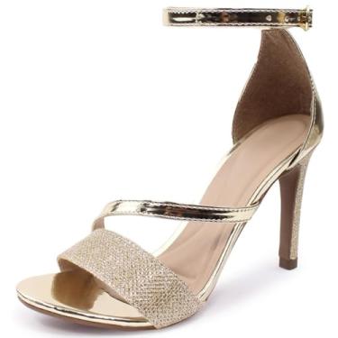 Imagem de Sandália Re&Ton Salto Fino Festa Brilho Feminina FN28 (Dourado, BR, Adulto, Numérico, 33)