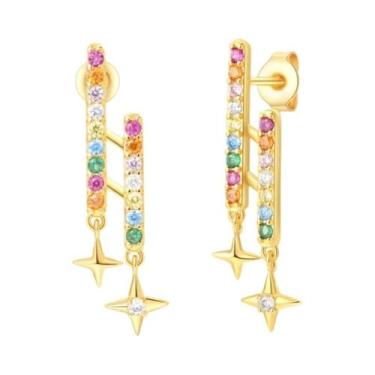 Imagem de Brincos De Argola Femininos Em Prata 925 Com Estrelas, Luas, Pérolas E