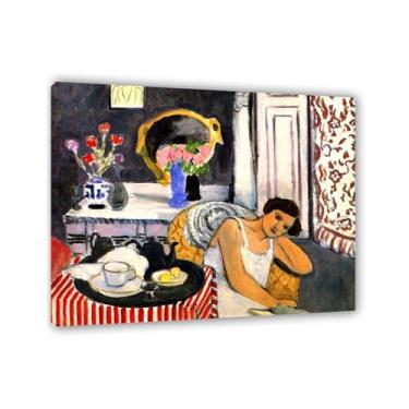 Imagem de Zeichn8u Henri Matisse Arte de parede em tela impressões de café da manhã famosa reprodução de pintura a óleo decoração de parede para sala de estar banheiro Henri Matisse pôster moldura 48x40cm