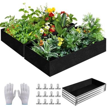 Imagem de Mizelu 2 conjuntos de 1,2 x 0,6 x 0,30 m saco de forro de cama de jardim elevado, forros de tecido de canteiro respirável com clipes e luvas, caixa de jardim não tecido para crescimento de plantas ao