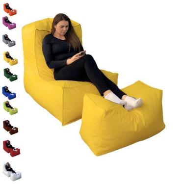 Imagem de Puff Poltrona com Peseira Cheio Material Sintético Almofadão Gigante -