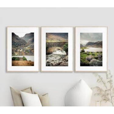 Imagem de Pintura em tela, 3 peças, paisagens da Irlanda, impressões irlandesas, pôsteres de montanhas da Irlanda, imagens de arte de parede para sala de estar, quarto, casa, casa de fazenda, decoração com