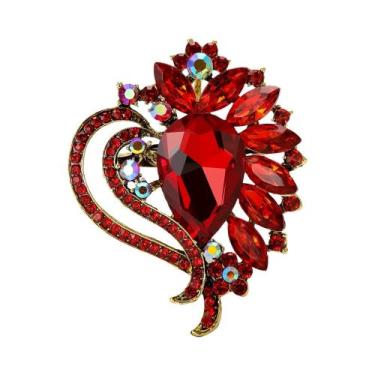 Imagem de Broche De Flor Com Strass Unissex Para Mulheres, Alfinetes De Moda Em 