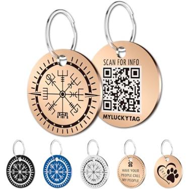 Imagem de MYLUCKYTAG Etiqueta de identificação personalizada de aço inoxidável com código QR, perfil de animal de estimação online, e-mail de alerta de localização de animais de estimação, etiqueta digital para animais de estimação, identificação de animal de estimação durável, etiqueta de coleira de cachorro