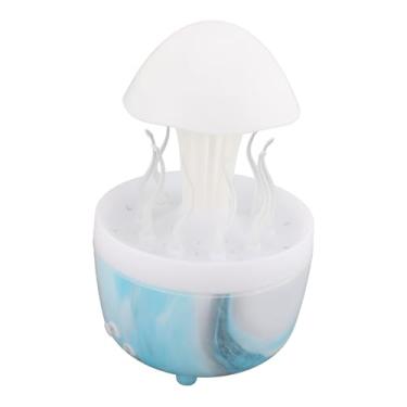 Imagem de Generic Umidificador Difusor de óleo Essencial de Gota de Chuva Com Controle Remoto 7 Cores Luz Cogumelo água Grama para Quarto (Mármore Azul)